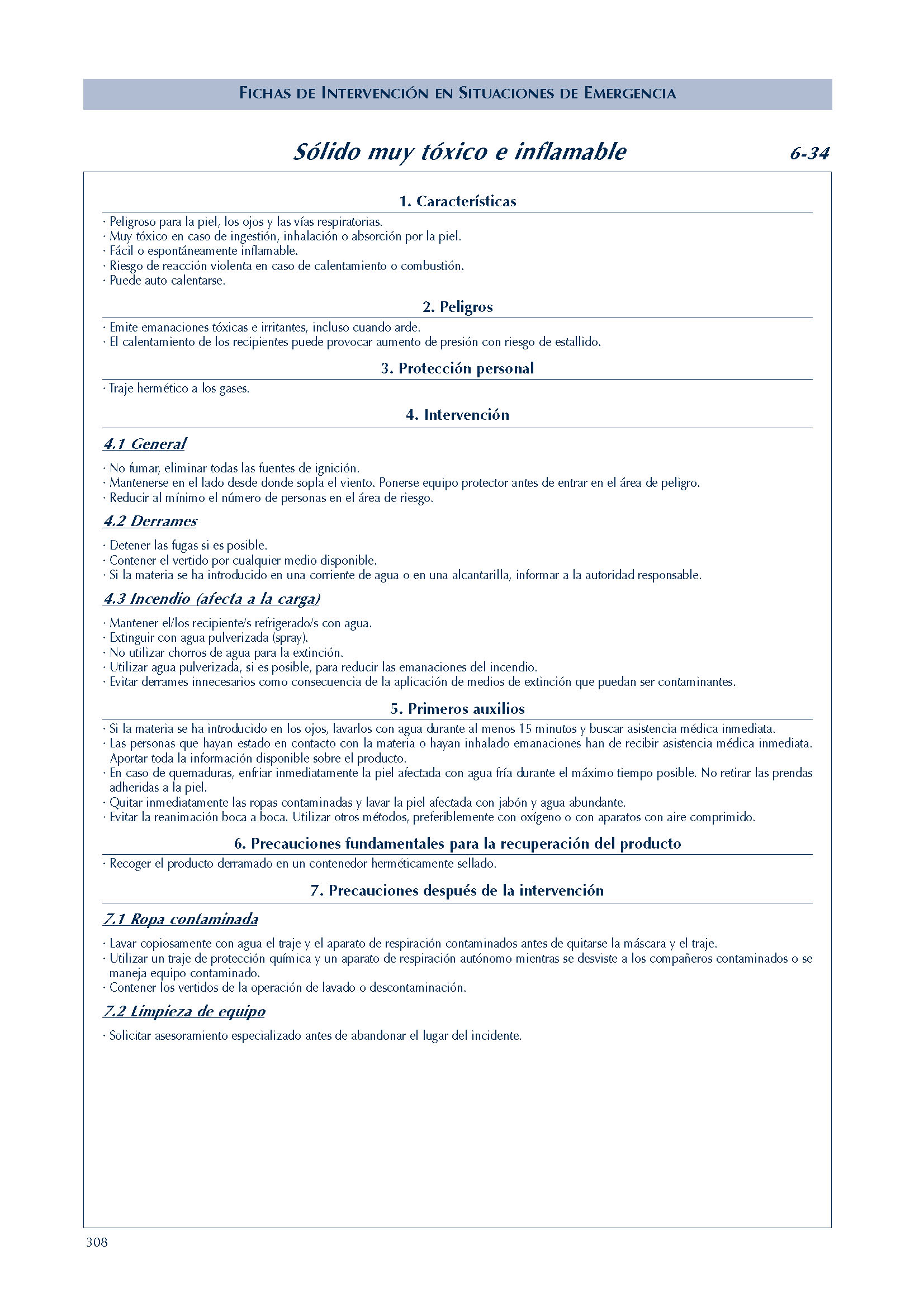 272 FICHA 6-34 LIQUIDO MUY TOXICO INFLAMABLE FICHAS EMERGENCIA